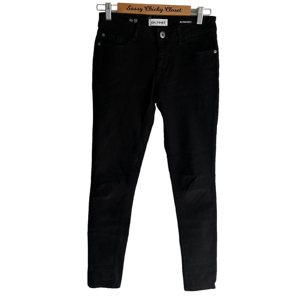 DL1961 Black Denim Amanda Skinny Ladies Casual Jeans, 27